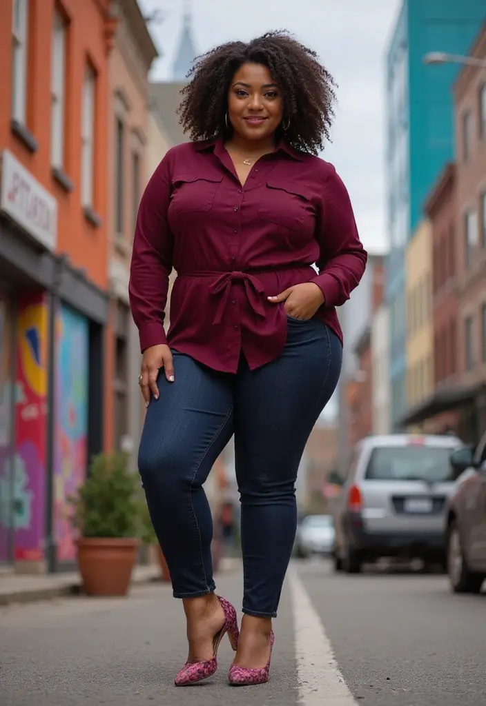 25 Burgundy Top Outfit Styling Tips To Wear With Confidence - 11. Incorporate Statement Shoes
