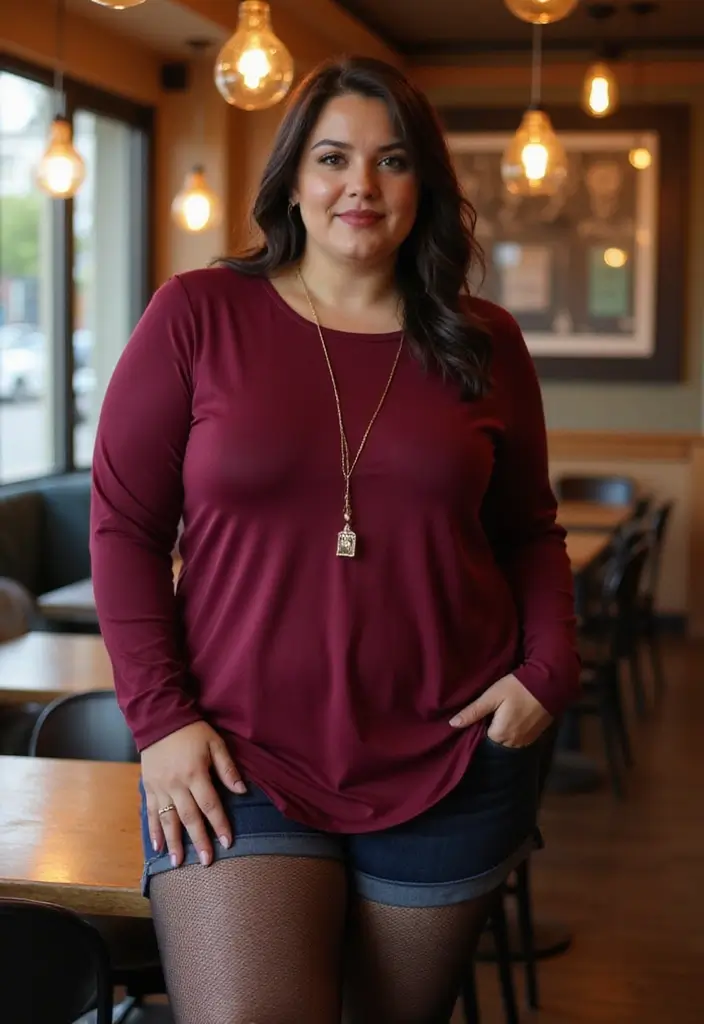 25 Burgundy Top Outfit Styling Tips To Wear With Confidence - 17. Mix in Textured Tights