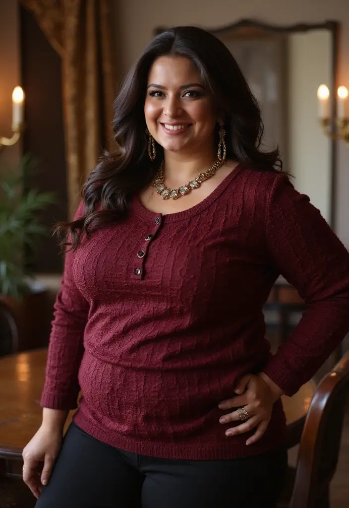 25 Burgundy Top Outfit Styling Tips To Wear With Confidence - 9. Embrace Textured Fabrics