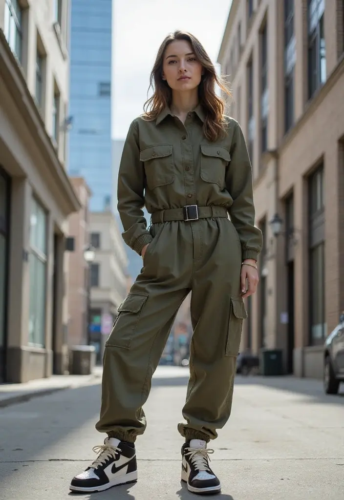 25 Chic Nike Dunks Outfit To Copy Right Now - 17. Utility Jumpsuit Style