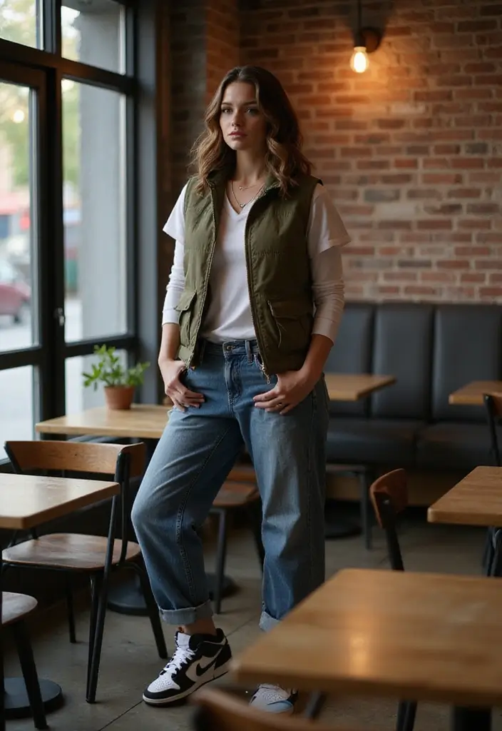 25 Chic Nike Dunks Outfit To Copy Right Now - 18. Layering with Vests