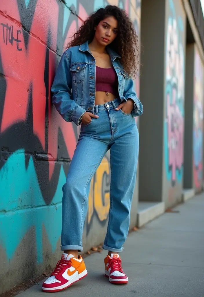 25 Chic Nike Dunks Outfit To Copy Right Now - 2. Denim on Denim Delight