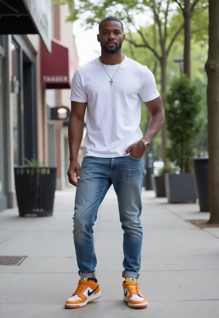 25 Chic Nike Dunks Outfit To Copy Right Now - 25. Classic White Tee and Jeans