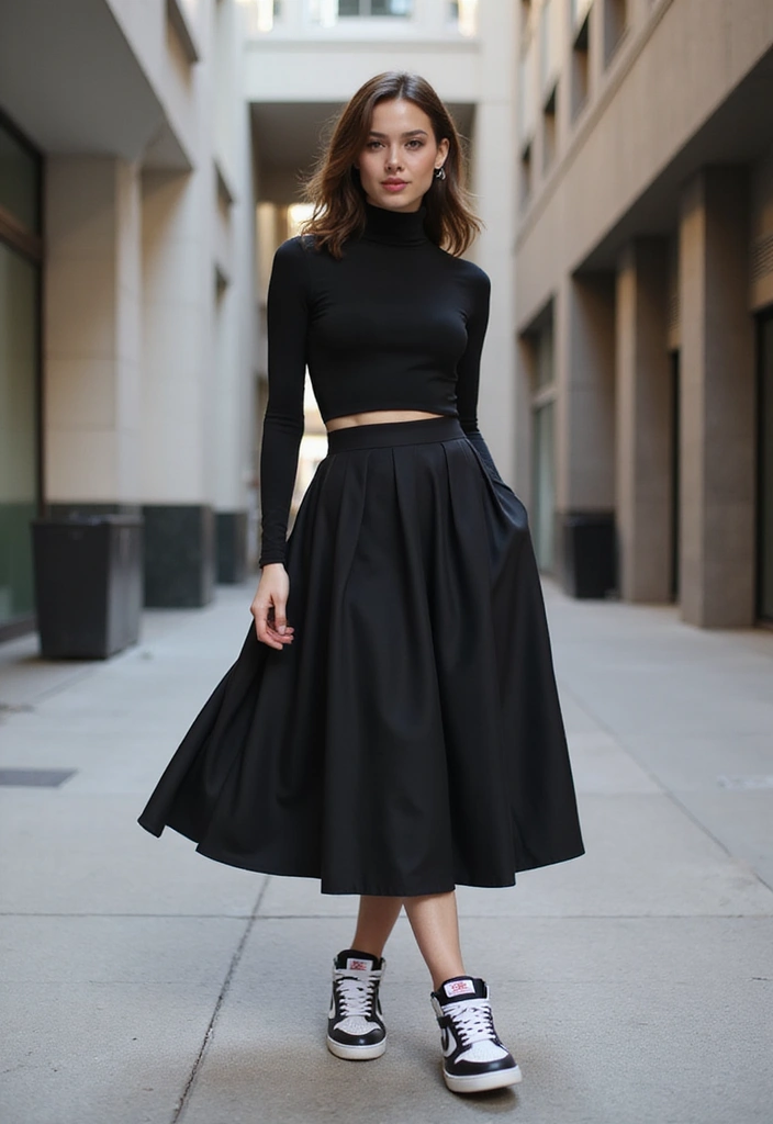 25 Chic Nike Dunks Outfit To Copy Right Now - 4. Midi Skirt Magic