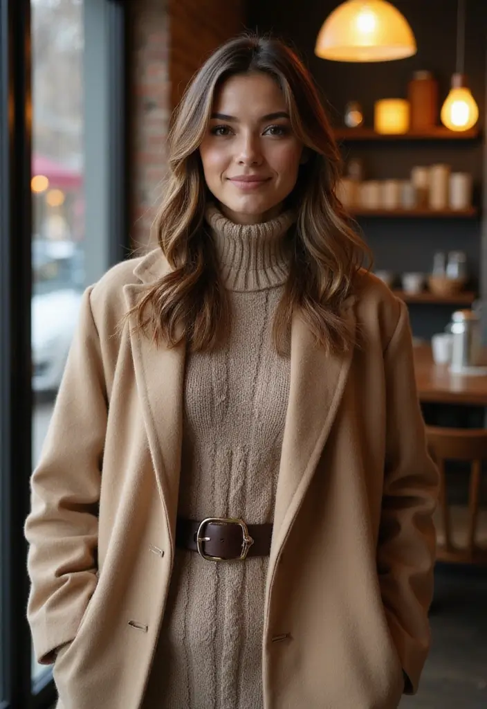 25 Chic Peacoat Womens Outfit To Copy Right Now - 22. Peacoat with a Knit Dress