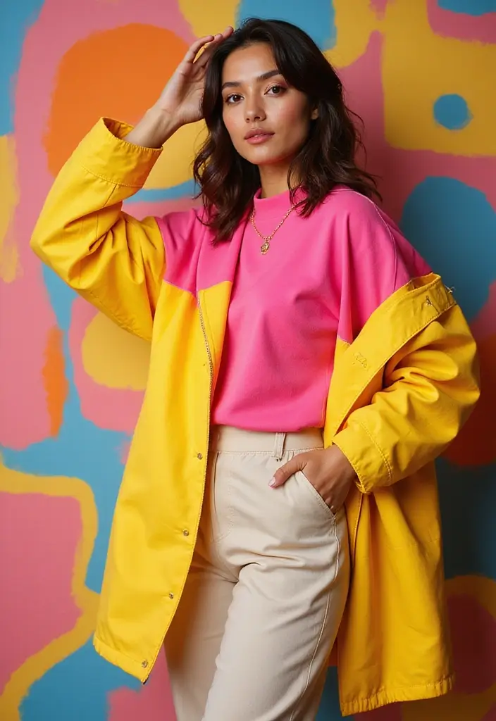 25 Fresh Bitmoji Outfit Ideas You Need To Try - 24. Bright Color Block Outfit