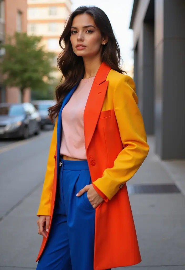 25 Must-Try Oversized Blazer Outfit Combos This Season - 16. Statement Color Blocks