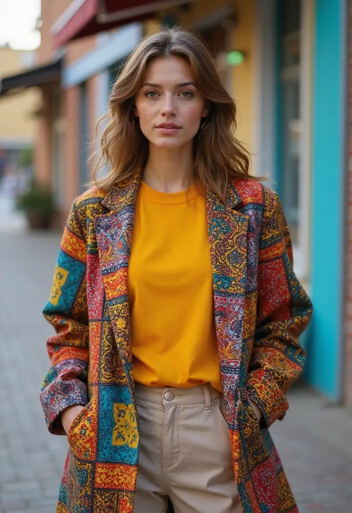 25 Must-Try Oversized Blazer Outfit Combos This Season - 4. Bold Prints and Patterns