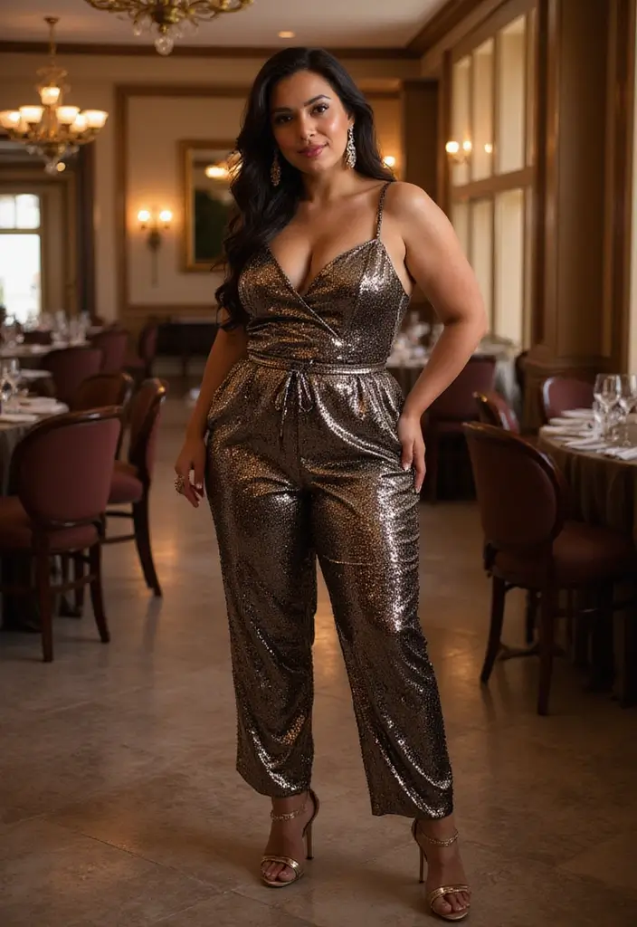 25 Must-Try Vegas Outfit Ideas Combos This Season - 1. Sparkling Jumpsuit