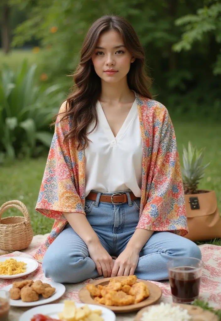 25 Picnic Outfit Ideas Styling Tips To Wear With Confidence - 16. Effortless Layering with Kimonos