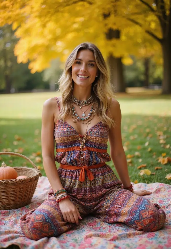 25 Picnic Outfit Ideas Styling Tips To Wear With Confidence - 2. Boho-Chic Jumpsuits