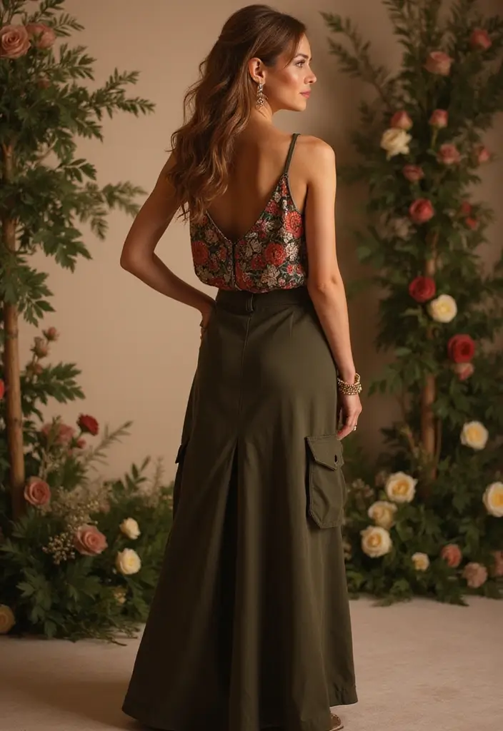 25 Stylish Cargo Skirt Outfits for Every Occasion - 21. Sophisticated Evening Dress