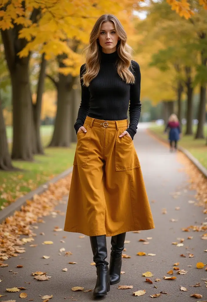 25 Stylish Cargo Skirt Outfits for Every Occasion - 7. Layered for Fall