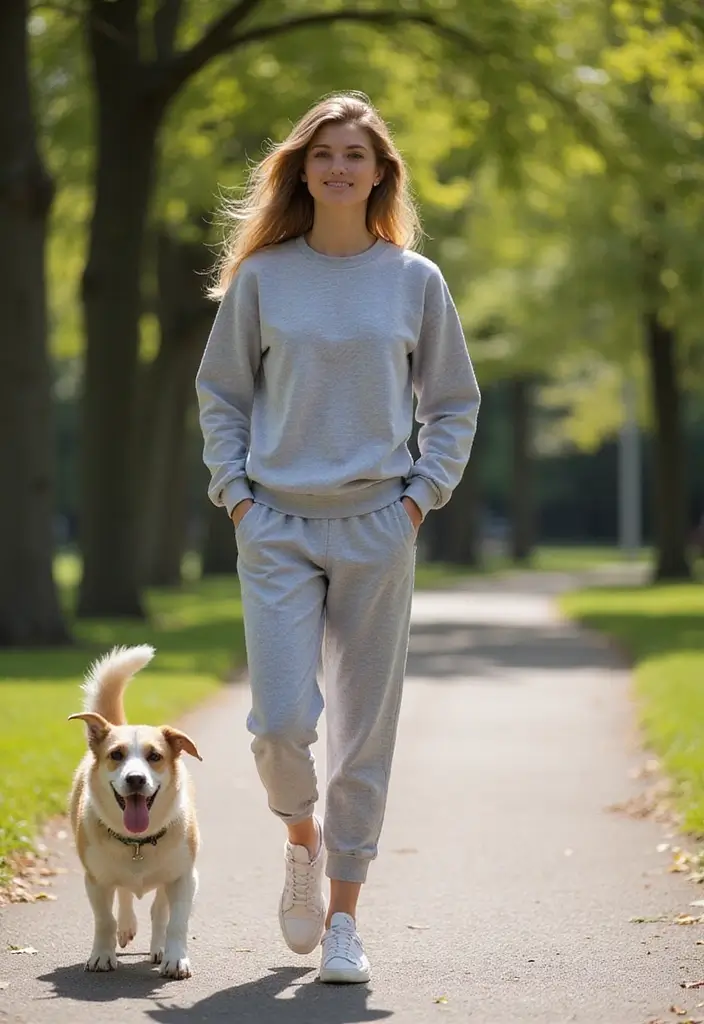 25 Stylish Grey Sweatshirt Outfit Ideas For Every Occasion - 10. Classic Athleisure Look