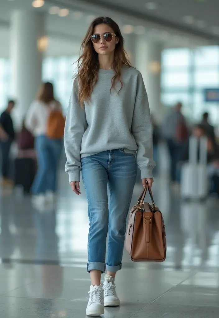 25 Stylish Grey Sweatshirt Outfit Ideas For Every Occasion - 16. Traveling in Style