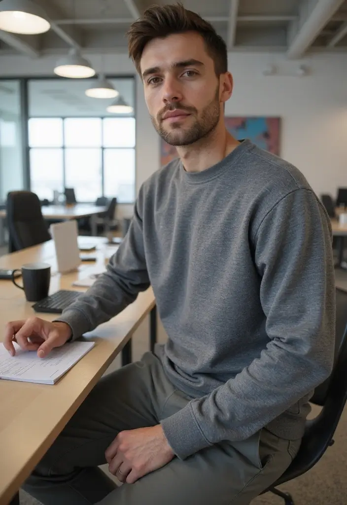 25 Stylish Grey Sweatshirt Outfit Ideas For Every Occasion - 8. Casual Friday at Work