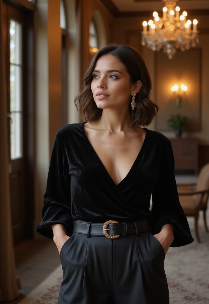 25 Wide Leg Leggings Outfit Ideas That Feel Effortless - 17. Elegant Evening Top