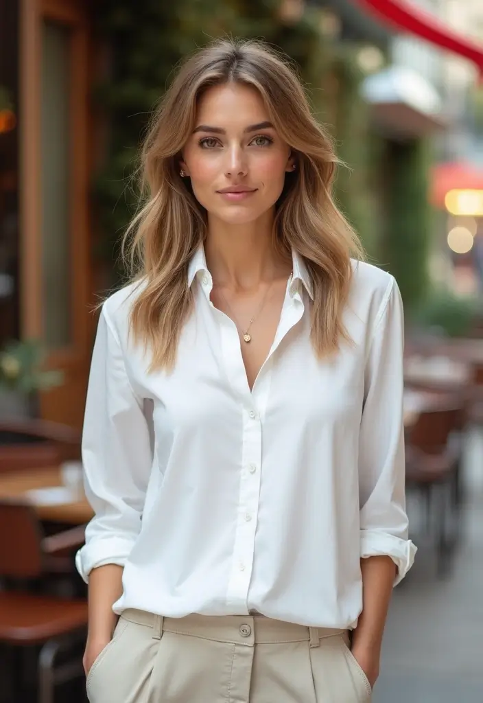 25 Wide Leg Leggings Outfit Ideas That Feel Effortless - 9. The Perfect White Shirt