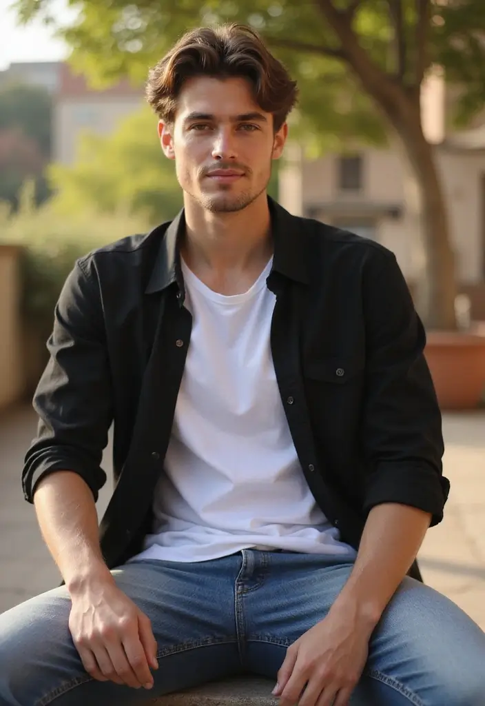 26 Camisas Negras Hombre Outfit Inspirations For Real Life - 25. Effortless with a T-shirt Underneath