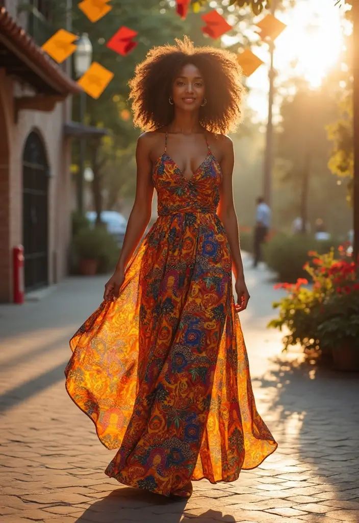 26 Graduation Outfit Ideas Black Women Looks That Will Upgrade Your Wardrobe - 2. Maxi Dresses with Cultural Prints