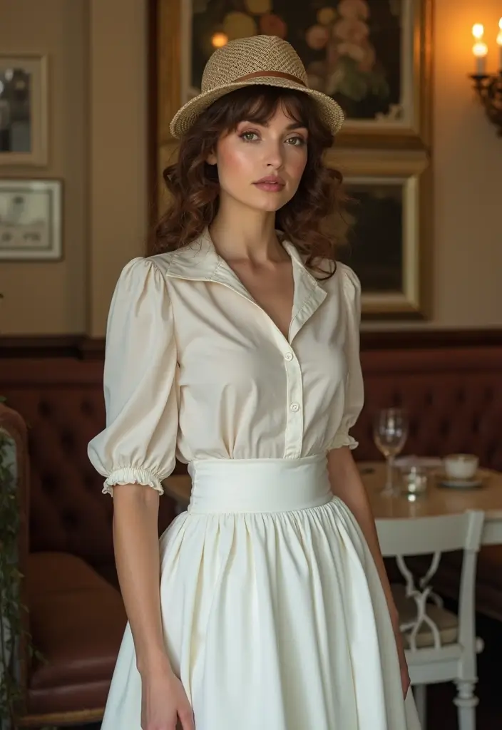 26 White Skirt Outfit Hijab Ideas That Feel Effortless - 11. Vintage Charm