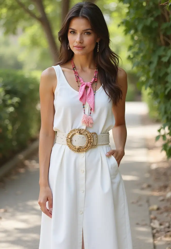 26 White Skirt Outfit Hijab Ideas That Feel Effortless - 23. Statement Belts