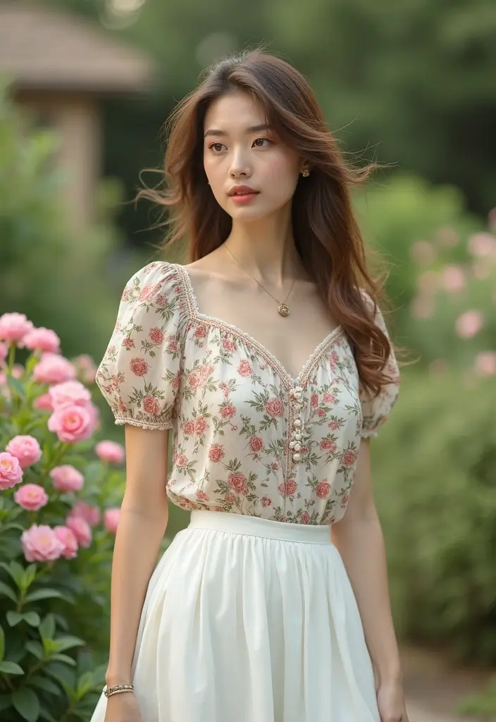 26 White Skirt Outfit Hijab Ideas That Feel Effortless - 9. Floral Fantasies