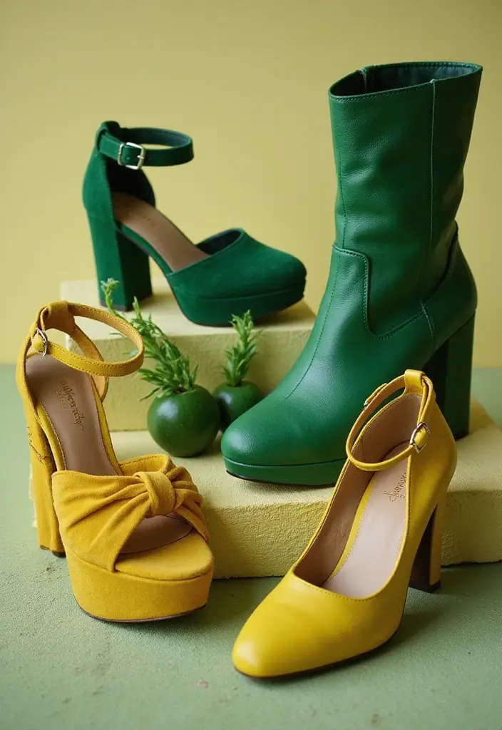 27 Green And Yellow Outfit Styling Tips To Wear With Confidence - 13. Play with Footwear Colors