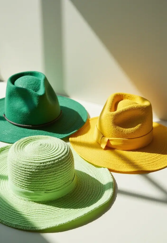 27 Green And Yellow Outfit Styling Tips To Wear With Confidence - 16. Summer Hats