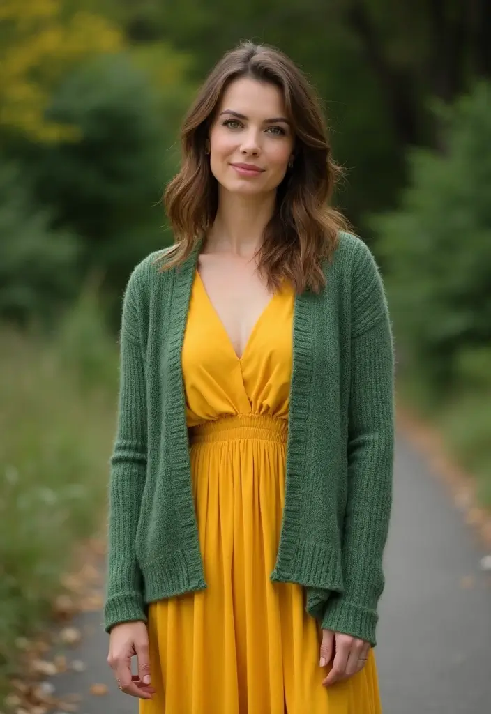 27 Green And Yellow Outfit Styling Tips To Wear With Confidence - 3. Layering for Texture