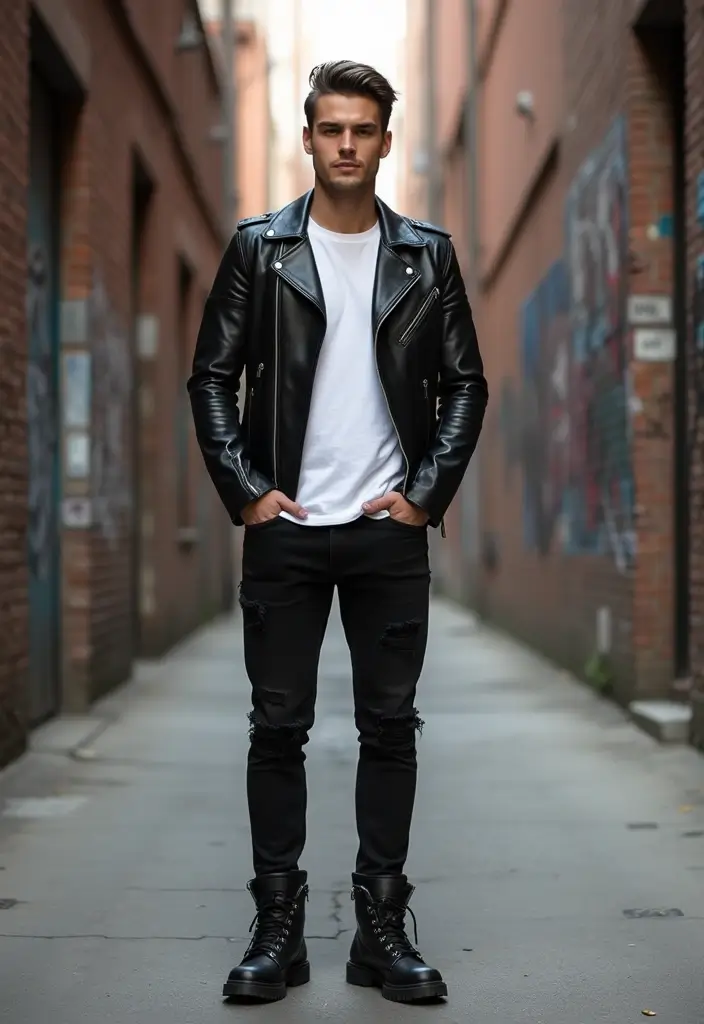 27 Must-Try Bad Boy Outfit Combos This Season - 1. The Classic Leather Jacket Look