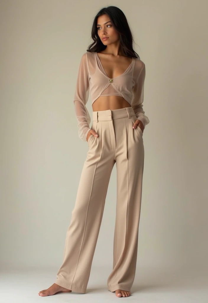 27 Transparent Top Outfit Inspirations For Real Life - 10. Monochromatic Magic