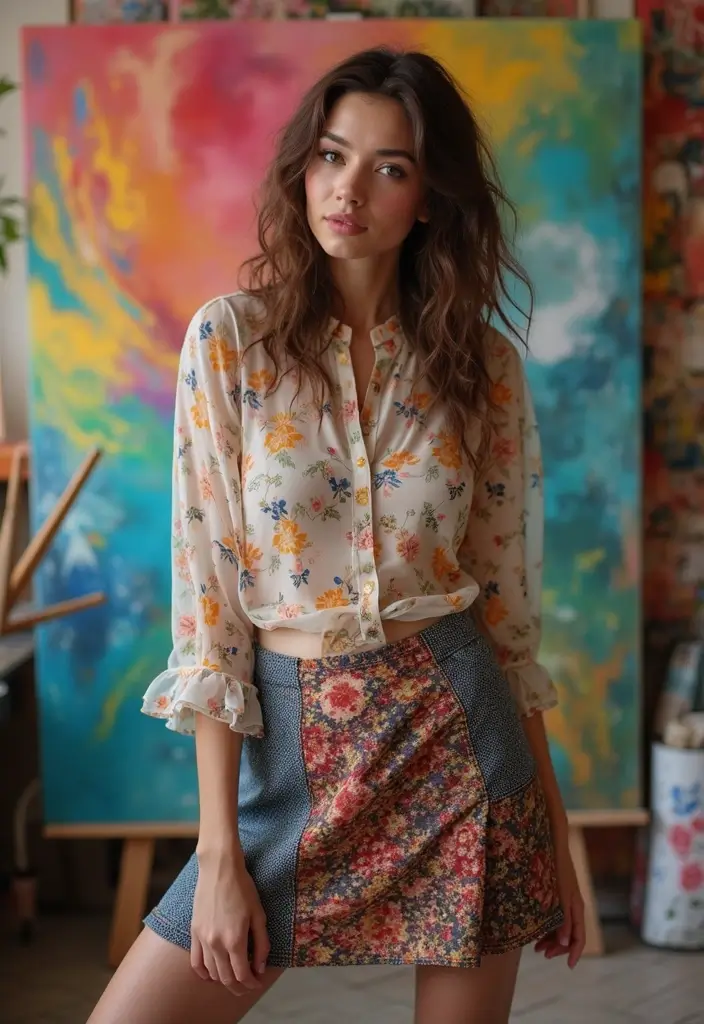 27 Transparent Top Outfit Inspirations For Real Life - 12. Mixing Patterns with Sheer