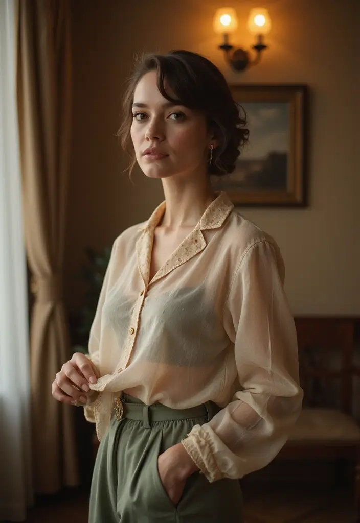 27 Transparent Top Outfit Inspirations For Real Life - 13. Vintage-Inspired Sheer Styles