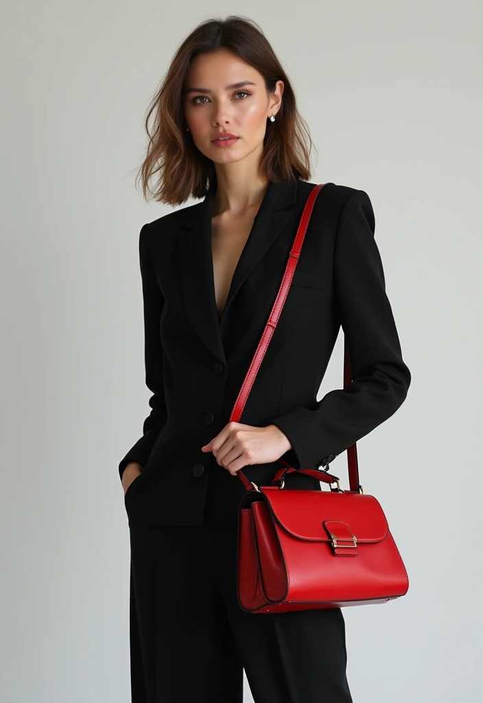 27 Trendy Red Bag Outfit To Refresh Your Closet - 1. Chic Monochrome Looks