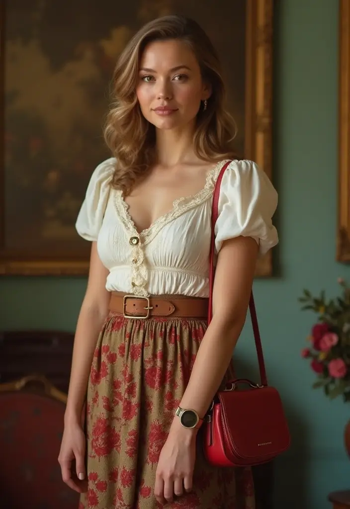 27 Trendy Red Bag Outfit To Refresh Your Closet - 15. Vintage Charm