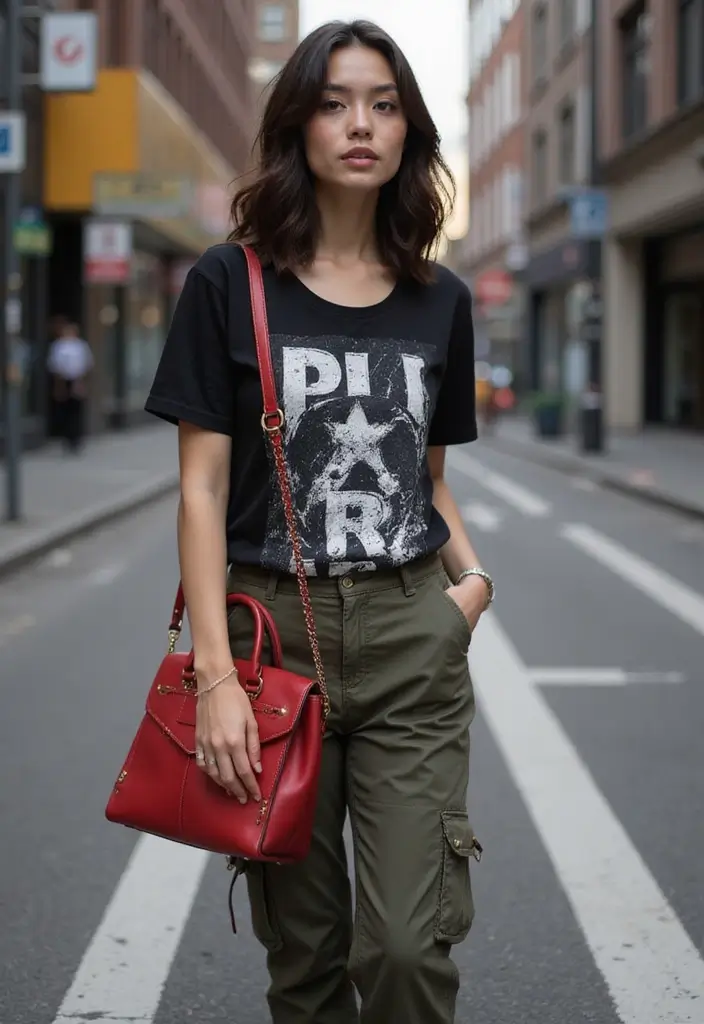 27 Trendy Red Bag Outfit To Refresh Your Closet - 24. Urban Jungle