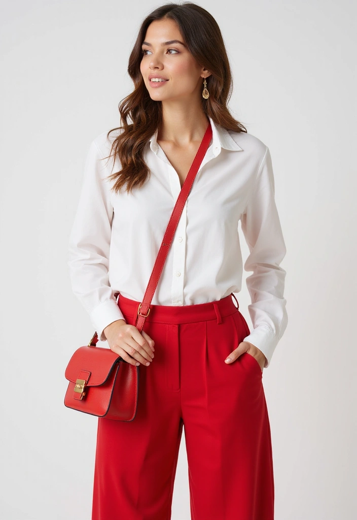27 Trendy Red Bag Outfit To Refresh Your Closet - 25. The Perfect Red-White Combo