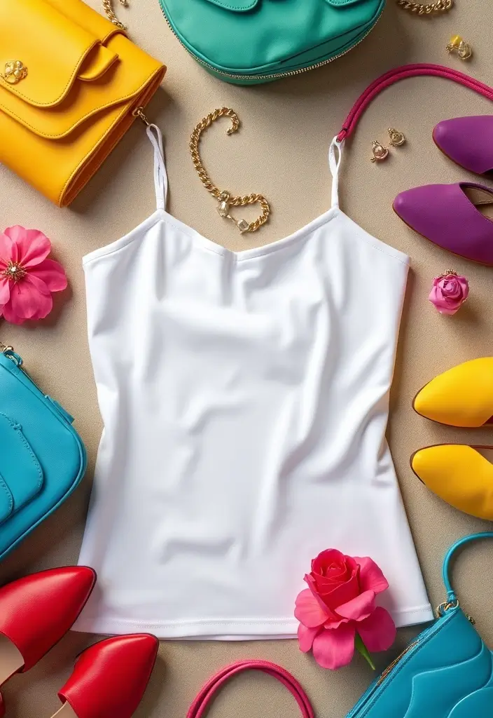 27 White Tube Top Outfit Styling Tips To Wear With Confidence - 11. Add a Pop of Color with Accessories