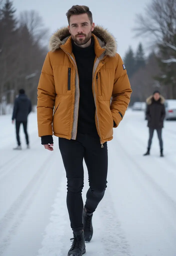 28 Chic Boy Outfit Ideas To Copy Right Now - 15. Lightweight Puffer Jacket and Leggings