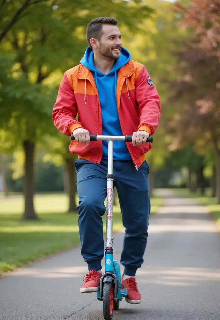 28 Chic Boy Outfit Ideas To Copy Right Now - 23. Colorful Windbreaker and Joggers