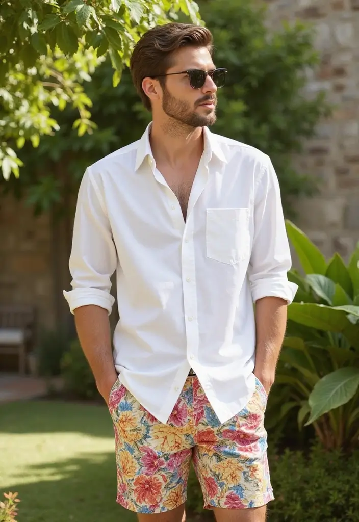 28 Chic Boy Outfit Ideas To Copy Right Now - 5. Classic White Shirt with Shorts