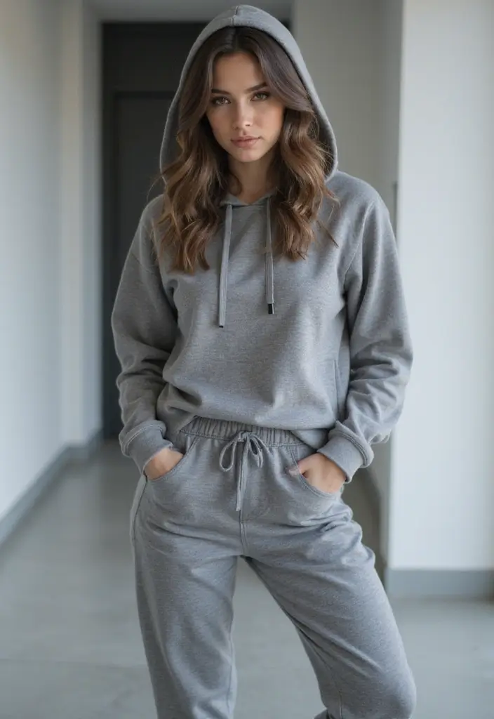 28 Gray Hoodie Outfit Looks That Will Upgrade Your Wardrobe - 10. Monochrome Magic
