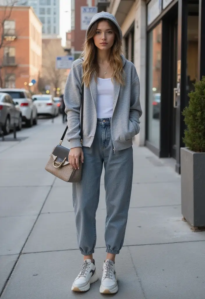 28 Gray Hoodie Outfit Looks That Will Upgrade Your Wardrobe - 15. The Cool Accessory Game