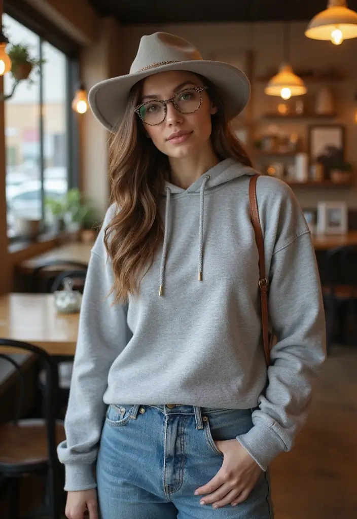 28 Gray Hoodie Outfit Looks That Will Upgrade Your Wardrobe - 25. Vintage Vibes