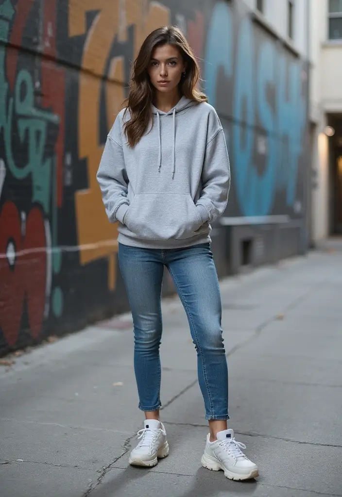 28 Gray Hoodie Outfit Looks That Will Upgrade Your Wardrobe - 6. Oversized Trend