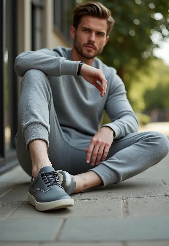 28 Grey Sweatpants Outfit Men That Flatter Every Figure - 23. Comfortable Footwear with Grey Sweatpants