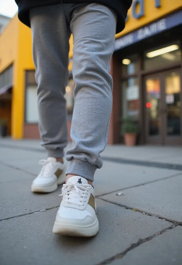 28 Grey Sweatpants Outfit Men That Flatter Every Figure - 9. Stylish Sneakers with Grey Sweatpants