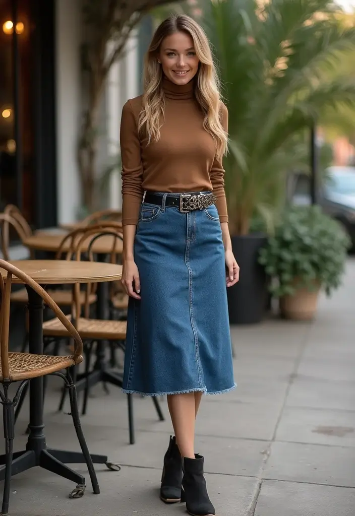28 Outfit Jupe En Jean That Flatter Every Figure - 1. Classic A-Line Style