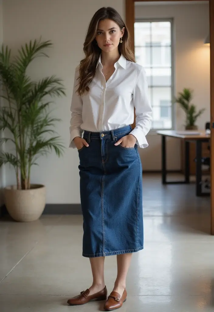 28 Outfit Jupe En Jean That Flatter Every Figure - 3. Chic Pencil Skirt